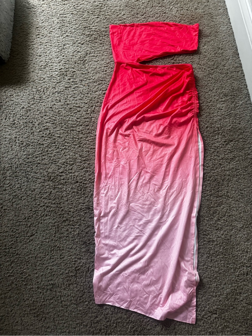 Strapless Ombre Pink to Coral Maxi Dress